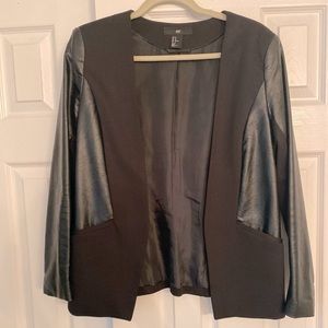 H&M leather and fabric blazer, Black, 10